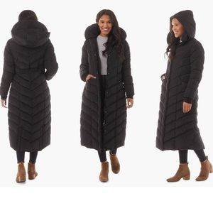 Steve Madden Women'S Chevron Puffer: Maxi-Black/2X